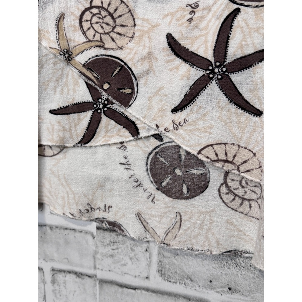 Lulu-B Under the Sea Print‎ Cotton Sleeveless Top Brown Tan Starfish Medium - Picture 3 of 10